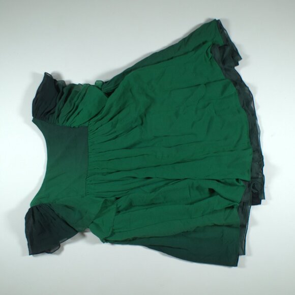 STELLA MCCARTNEY Green Ombre Silk Chiffon Flutter Sleeve Blouse size 40 - Picture 4 of 6